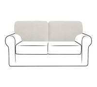 NLCYYQ Fundas para Respaldo De Sofá Funda De Cojín En T con Respaldo Elástico para Sofá con Cordón Antideslizante Reemplazo Tartán (Marfil,Lzquierda + Derecha)