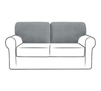 NLCYYQ Fundas para Respaldo De Sofá Funda De Cojín En T con Respaldo Elástico para Sofá con Cordón Antideslizante Reemplazo Tartán (Gris Claro,Lzquierda + Derecha)