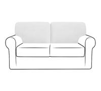 NLCYYQ Fundas para Respaldo De Sofá Funda De Cojín En T con Respaldo Elástico para Sofá con Cordón Antideslizante Reemplazo Tartán (Blanco,Lzquierda + Derecha)