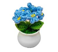 NLDGR Flores de Ganchillo No Me Olvides Flores de Punto Decoraciones de Ganchillo, Flores de Ganchillo Hechas a Mano No Me Olvides Maceta Pequeña para Adornos de Escritorio de Oficina