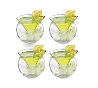 NLDGR Juego de 4 vasos de Martini sin tallo, vasos de cóctel de 5 onzas, vasos de Martini con base de bola, elegantes vasos para cóctel, fiesta, bar, juego de vasos