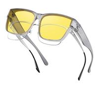 Nlieanuc Polarizadas Sobre Gafas Conducción Nocturna - Lentes de Sol Visión Nocturna Superpuestas Gafas Amarillo para Hombre Mujer (Amarillo Gris Transparente)