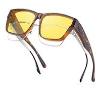 Nlieanuc Polarizadas Sobre Gafas Conducción Nocturna - Lentes de Sol Visión Nocturna Superpuestas Gafas Amarillo para Hombre Mujer (Amarillo Marrón Leopardo)