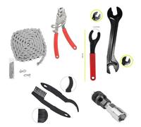 NLIGHTING Kit de herramientas de mantenimiento completo para bicicleta: cadena + tronchacadenas + extractor de biela + llave de movimiento central + cepillo de limpieza - Juego de reparación MTB