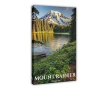 NLKQHTF Póster artístico de viaje de Mount Rainier en lienzo, decoración de dormitorio, paisaje, oficina, habitación, regalo, 40 x 60 cm