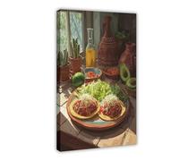 NLKQHTF Tostadas - Póster de comida mexicana en lienzo, decoración de dormitorio, paisaje, oficina, habitación, regalo, 60 x 90 cm