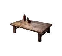 NLLATEI Mesas de Té de Olmo Antiguo Pequeña Mesa de Centro Rústica Vintage Madera Maciza Mesa Baja Japonesa para Tatami, Ventana, Salón Minimalista o Apartamentos Pequeños(100 * 60 * 5cm)