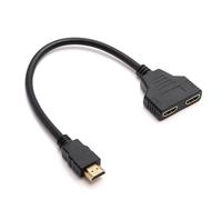 nllkii Cable Divisor HDMI 1 Entrada y 2 Salidas, Conector Chapado en Oro, Soporte 1080p, Ideal para Transmisión Simultánea en Dos Pantallas, 30 cm - Compatible con DVD BLU-Ray, y HDTV