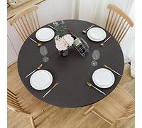 NLMUVW Mantel Redondo de Vinilo Ajustable con Borde elástico, 100% Impermeable, a Prueba de Aceite, PVC, se Limpia con un paño, para Interiores y Exteriores, Negro, 40-44 Pulgadas