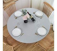 NLMUVW Mantel Redondo de Vinilo Ajustable con Borde elástico, 100% Impermeable, a Prueba de Aceite, PVC, se Limpia con un paño, para Interiores y Exteriores, Color Gris Claro, 45-56 Pulgadas