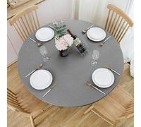 NLMUVW - Mantel Redondo de Vinilo con Borde elástico, 100% Impermeable al Agua y al Aceite, de PVC, fácil de Limpiar para Interiores y Exteriores, Color Gris, 101,6 cm a 111,8 cm