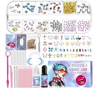 NLMWTI 42 Piezas Gemas Dentales Kit, Tooth Gems Kit Contiene 435 Diamantes, Kit de Gemas Dentales, Para DecoracióN De Dientes Reflectante Brillante, Adecuado Para Fiestas