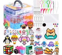 NLMWTI Cuentas para Planchar, 11500 Pcs Plásticos Beads Kit Completo con Papel de Planchado, Decoración y Ideas de Manualidades 3D para Niños