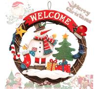 NLMWTI Decoración navideña Trenzada, Corona de Puerta Bienvenida para Navidad, Corona Navidad Puerta, Muñeco de Nieve Corona navideña, Decoracion Puerta Navidad