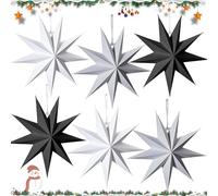 NLMWTI Estrella Plegable de Navidad, 6 Piezas Estrella Plegable 30cm Estrella de Navidad, Linterna Estrella Papel, Estrellas Papel Decorativas para Navidad, Fiesta Decoración del Hogar