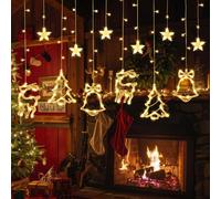 NLMWTI Lámpara de Ventosa de Navidad, 12 Piezas Luz de Ventana Navidad para Colgar , Luz LED para Ventana con Ventosa, Luces de Decoración Navideña [Clase de eficiencia energética A]