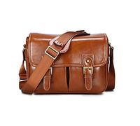 NLNGZKZFNF Foto cámara Moda Moda Retro PU Caja de Cuero Handbag A Prueba de Agua Hombro Mensajero SLR Bolsa Fit for Canon Fit for Nikon Fit for Sony Protección de cámara(Light Brown L)