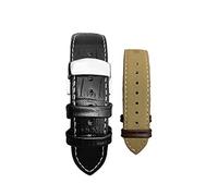 NLNKDTDPAK 1 8mm / 19mm / 20mm / 22mm / 24mm Cinturón de banda de reloj de cuero for hombre Reloj Correa Pulsera Doble Push Butterfly Hebilla Herramientas(Black white,20mm)