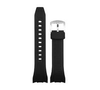 NLNKDTDPAK Ajuste for Seiko VELATURA/SRH 006 013 SPC007J1 SNAE17 26mm Correa deportiva de silicona negra 26mm accesorios de reloj de goma for hombre(111 Black Silver)