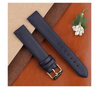 NLNKDTDPAK Banda de correa de reloj de cuero 12mm 14mm 16mm 18mm 20 mm negro color blanco hecho a mano costura hecha a mano mujer reemplazo pulsera(Navy Blue,14mm)