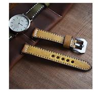 NLNKDTDPAK Banda de reloj de cuero 18 mm 20 mm 22 mm 24 mm pulsera hecha a mano de la muñequera de acero inoxidable de la correa de la correa de la correa for Panerai(Gelb,24mm)