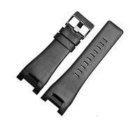 NLNKDTDPAK Banda de reloj de cuero 32 mm Black Brown Reemplazo Pulsera Pulsera Patrón de Lychee for hombres WatchStrap(Silver pin buckle 3)