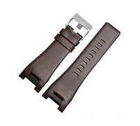 NLNKDTDPAK Banda de reloj de cuero 32 mm Black Brown Reemplazo Pulsera Pulsera Patrón de Lychee for hombres WatchStrap(Black pin buckle 5)