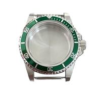 NLNKDTDPAK Caja de cristal zafiro for espejo plano retro 39,5 mm, caja acero inoxidable apta for movimiento mecánico NH35 NH36, cubierta reloj 120 clics(Dark Green Ring)