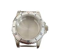NLNKDTDPAK Caja de cristal zafiro for espejo plano retro 39,5 mm, caja acero inoxidable apta for movimiento mecánico NH35 NH36, cubierta reloj 120 clics(Silver Aluminum Ring)