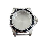 NLNKDTDPAK Caja de cristal zafiro for espejo plano retro 39,5 mm, caja acero inoxidable apta for movimiento mecánico NH35 NH36, cubierta reloj 120 clics(Black White Bead)