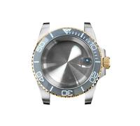NLNKDTDPAK Caja de reloj for borde dorado 40 mm, cristal zafiro y lupa for fecha, acero inoxidable 316L, accesorios actualización for compatibles for movimiento NH35/NH36(NO10 ceramic bezel)