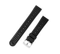 NLNKDTDPAK Cómoda banda de reloj de goma de flúor a prueba de agua Reloj de relleno rápido Correa de reloj de bajo perfil Durable(Black Steel)