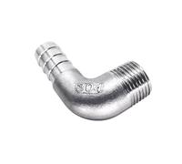 NLNKDTDPAK Conector de codo acero inoxidable 304 for rosca macho BSP 1/4", 3/8", 1/2", 3/4", 1", púas for manguera 8/10/12/14/15/16/20/25/32 mm(16mm,3/4")