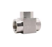 NLNKDTDPAK Conector en T resistente a alta presión de acero inoxidable 304 for rosca hembra BSP 1/8", 1/4", 3/8", 1/2" y 3/4"(3/8")