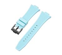 NLNKDTDPAK Correa convexa for reloj Tissot PRX Series T137.407/T137.410 Super Player, correa de silicona goma liberación rápida for hombre, 12mm x 26mm(Light blue Black)