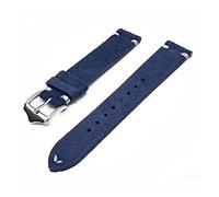 NLNKDTDPAK Correa de cuero de ante 20 mm 22 mm de liberación de relojes de relojes de reemplazo de la muñequera del vintage Accesorios(Blue-White Line,22mm)