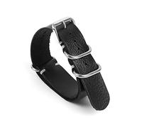 NLNKDTDPAK Correa de cuero de la OTAN ZULU RELOJ DE RELOJ DE ZULU 20mm 22 mm puntadas hechos a mano pulsera pulsera anillo de acero relojes de hebilla de reemplazo(Schwarz,22mm)