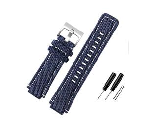 NLNKDTDPAK Correa de reloj de lona de nailon for hombre, correa de reloj for junta convexa Hi-Q de 24x16mm, negra, verde y azul, for herramienta apta for Timex T2N720 721 TW2T76500 76300(Blue-S pin)