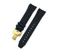 NLNKDTDPAK Correa de reloj silicona y caucho curvada, 21mm, 22mm, apta for Tissot, compatible for Sea Star T120 T120417A, pulsera correa buceo(Black-Gold Fold,22mm)