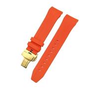 NLNKDTDPAK Correa de reloj silicona y caucho curvada, 21mm, 22mm, apta for Tissot, compatible for Sea Star T120 T120417A, pulsera correa buceo(Orange-Gold Fold,21mm)