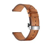 NLNKDTDPAK Reloj de banda de correa de cuero activo 2 44 mm 40 mm pulsera mariposa hebilla reloj de reloj Ajuste for Samsung Galaxy(Silver Brown,20mm)