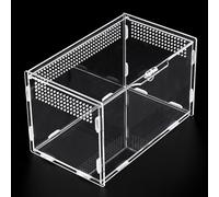 NLONLL Caja de Terrario Caracoles Caja de Alimentación de Insectos Reptil Acrílico Transparente Terrarios de Caracoles Caja para Caracoles para Reptiles y Mascotas (12x12x20cm)