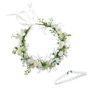 Nlqhyrexion Corona de flores blancas - Diadema para mujer - Corona de flores - Diadema para boda, foto / primavera y verano
