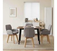 NLQMSU - Sillas de comedor giratorias, 4 unidades, rizado, color gris claro | Base giratoria 360°, respaldo inclinado, reposabrazos planos, marco de madera de ingeniería y metal, 54 x 58 x 87 cm