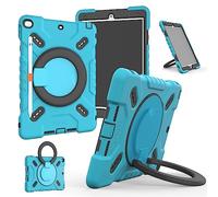 NLR FUN Funda a Prueba de Golpes de 4 Capas para iPad Air 2 9.7” y iPad 6ª/5ª (9.7” 2018/2017) Funda Protectora Híbrida para iPad con Soporte/Asa, Soporte para Lápices, Correa para el Hombro (Azul)