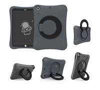 NLR FUN Funda para Niños para iPad, a Prueba de Golpes para iPad de 9,7", 6º/5º (2018/2017) / iPad Air 2 / iPad Air, Funda Protectora Ligera de Cuerpo Entero con Asa/Soporte Plegable (Gris+Negro)