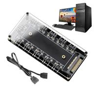 Nlrlo Hub de ventilador de carcasa de PC - Controlador ARGB para chasis de juego - Hub 10 en 1 para carcasa de PC ARGB, ventilador de computadora de juegos, controlador de tira de luz LED