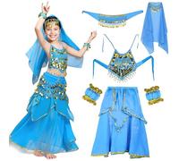 NlsqEU Disfraz Danza del Vientre,6Pcs Disfraz de Vientre Niña,Oriental para Fiesta Actuación Pulsera para de Halloween, Carnaval, Fiesta, Ropa -L