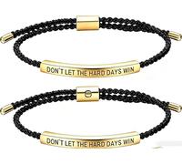 NlsqEU Pulsera Don't Let The Hard Days Win, Dos Pulseras Trenzadas Unisex, Pulseras God is in Control, Pulseras Inspiradoras para Hombres y Mujeres (2 Oro Negro) (oro negro)