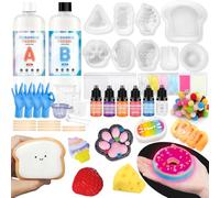 NlsqEU Squishy - Set de fabricación de silicona líquida de 500 ml, proporción 1:1, regalos creativos con forma, guante, vaso medidor, palillos de madera-B